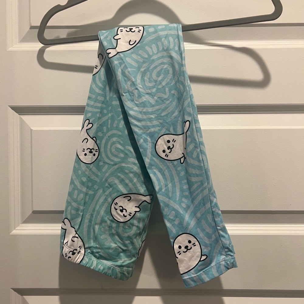 Leggings Army, blue/teal with white seals